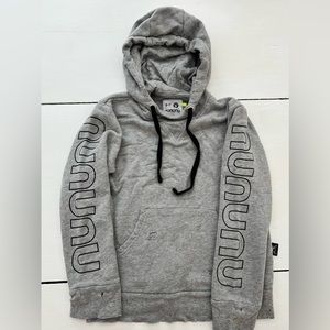 NUNUNU kids distressed gray hoodie. Size 6-7 boy/girl sweatshirt